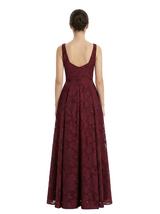 Elegant Square Ruching Floral Burnout Chiffon A-line Formal Evening Dresses