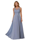 Elegant Chiffon Illusion Sleeveless A-Line Long Mother of The Bride Dresses