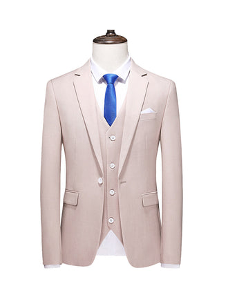 Beige 2 pieces Men‘s Suit Slim Fit Flat Double Breasted Peak Lapel Tuxedo CN508