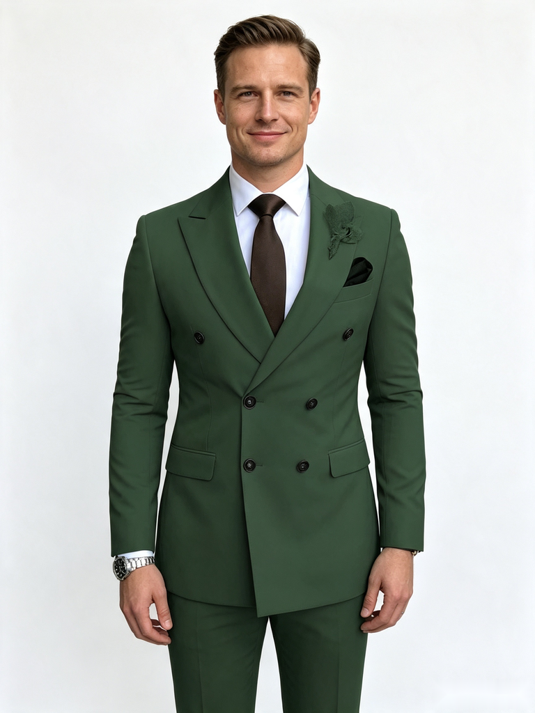 Classic 1 Piece Emerald Men's Suit with Regular Fit and Sophisticated Peak Lapel