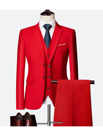 Red Mens Slim Fit Suit Tuxedo 3-Piece Suits CN443