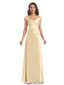 Elegant Soft Satin V-neck Long Wedding Bridesmaid Dresses Online In Stock
