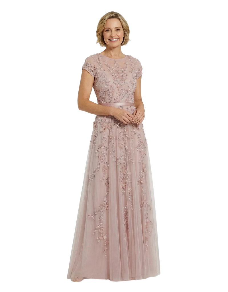 ChicSew Stunning Cap Sleeves Lace Mother Of The Bride Gown With Floral Lace Appliques