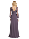 Elegant Long Sleeves Lace Appliques Chiffon A-Line Long Mother Of The Bride Dresses for wedding