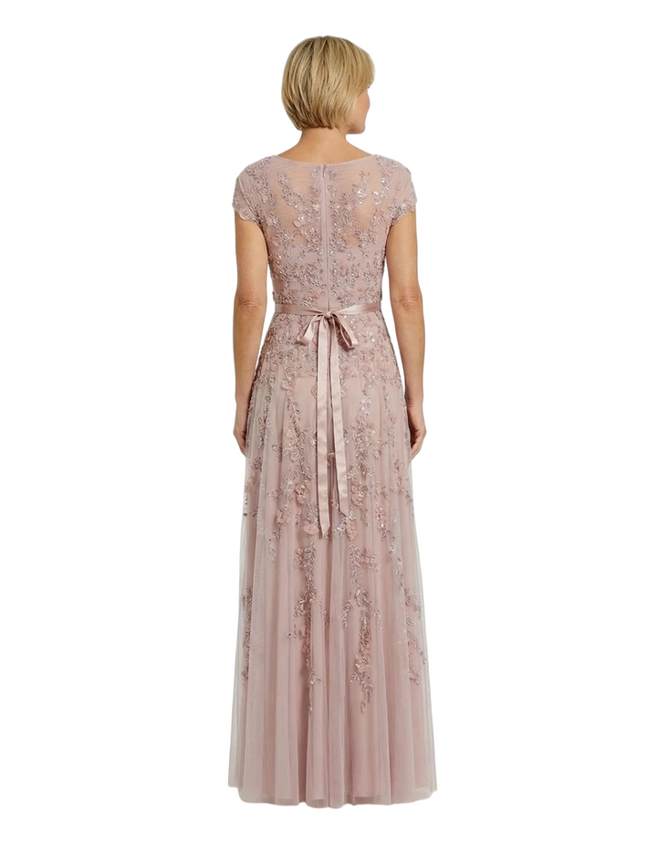 ChicSew Stunning Cap Sleeves Lace Mother Of The Bride Gown With Floral Lace Appliques