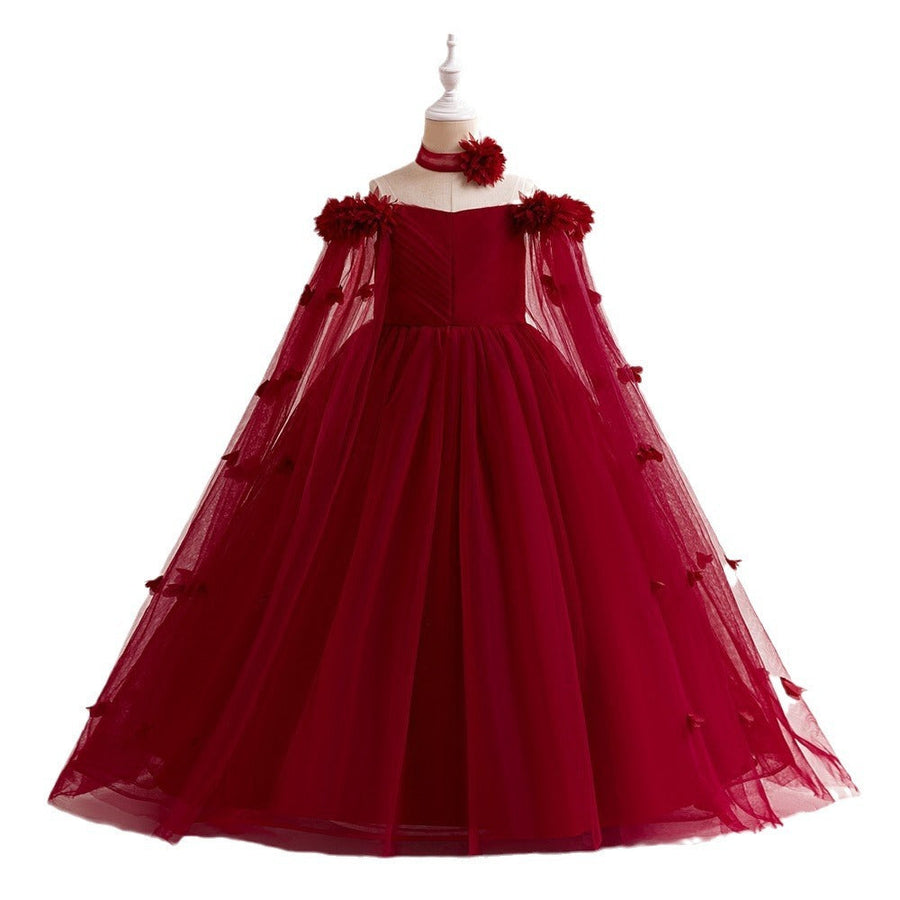 Flower Girls A-line Princess Dress Long Sleeves for Wedding Kids Tutu Dress