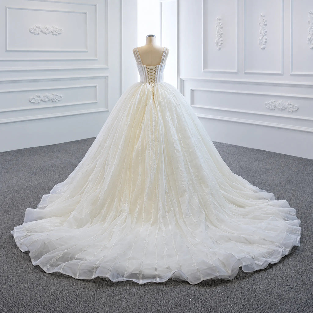 ChicSew Luxurious Beaded Lace Applique Ball Gown Wedding Dress