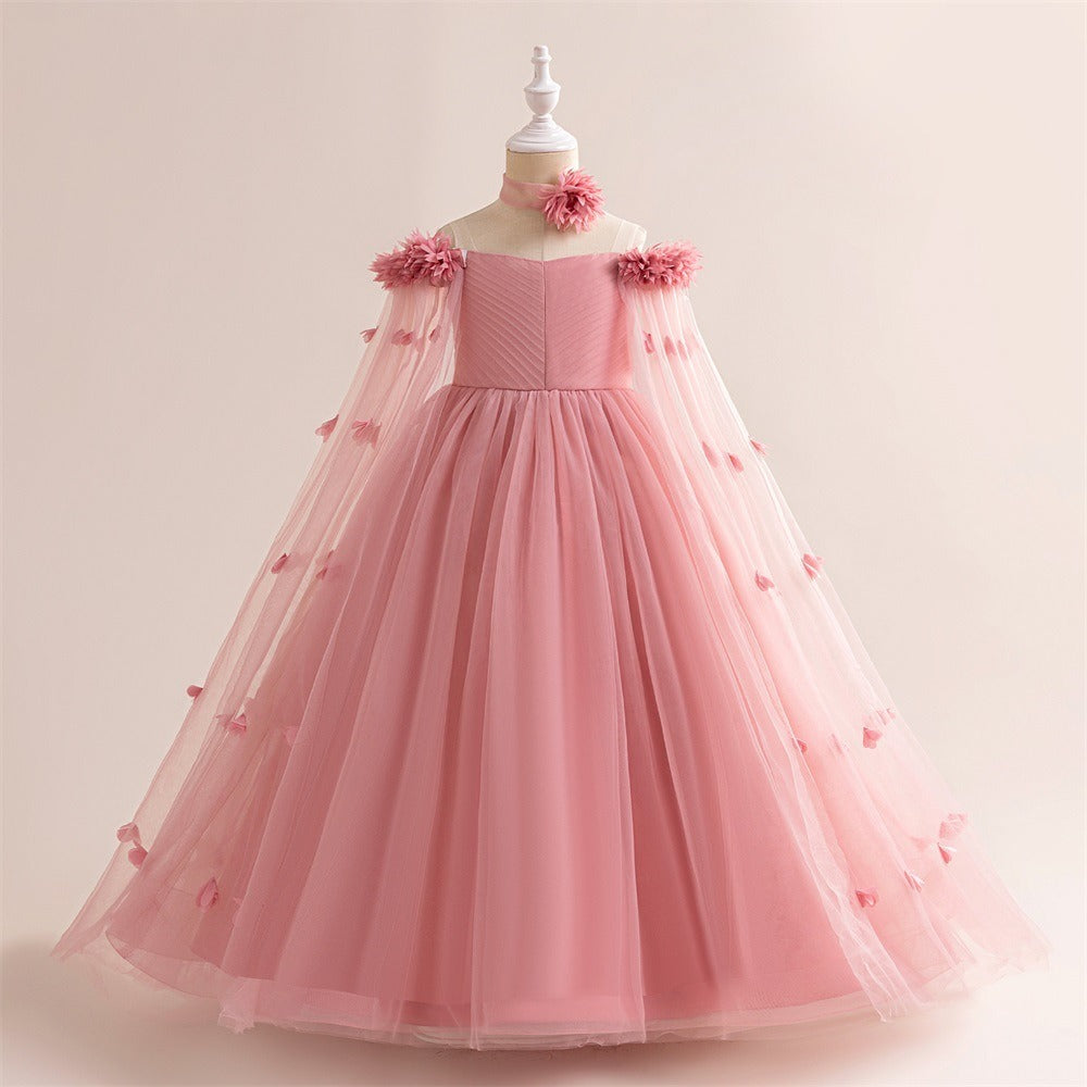 Flower Girls A-line Princess Dress Long Sleeves for Wedding Kids Tutu Dress