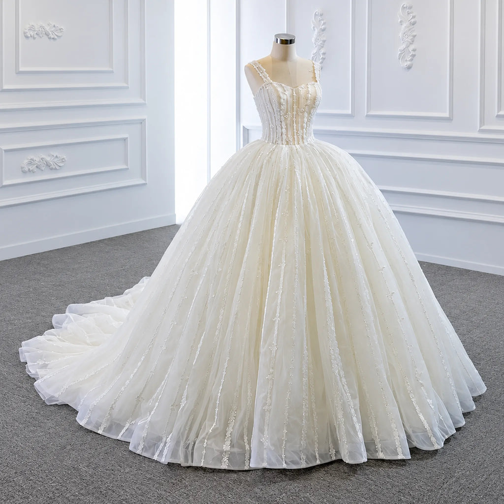 ChicSew Luxurious Beaded Lace Applique Ball Gown Wedding Dress