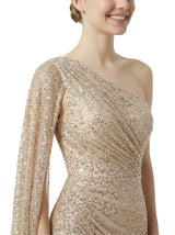 Modern Sequin One-shoulder Mermaid Long Party Prom Dresses