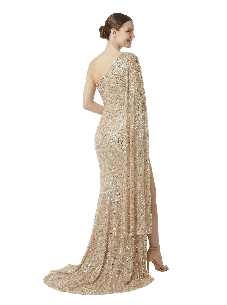 Modern Sequin One-shoulder Mermaid Long Party Prom Dresses