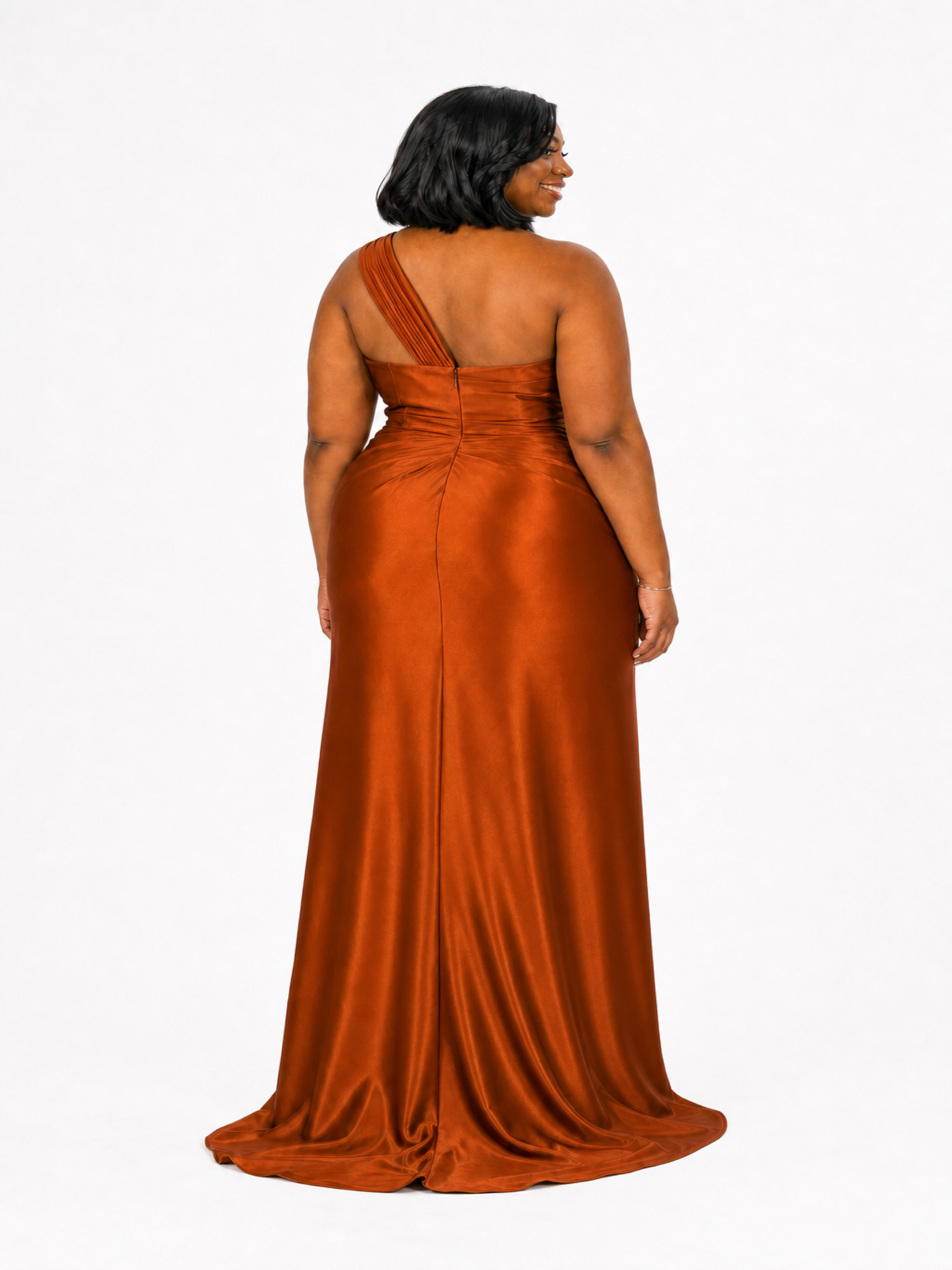 ChicSew Mermaid Side Slit One Shoulder Soft Satin Long Bridesmaid Dresses