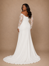 ChicSew Fancy Strapless Crepe Long Lace Sleeves Mermaid Floor-Length Wedding Dress