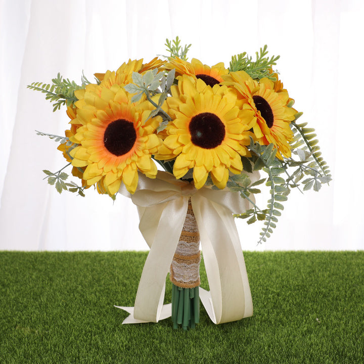 Wedding Flower For The Groom And Bride, Simulated Sunflower Wedding Bouquet, WF02