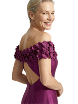 Fancy Off Shoulder Satin Mother of The Groom Dress Mermaid Gown 3D Flower