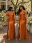 ChicSew Elegant Ruched Side Slit Mermaid One Shoulder Soft Satin Maxi Bridesmaid Dresses