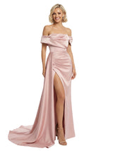 Glamorous Asymmetrical Off Shoulder Mermaid Satin Long Party Prom Dresses