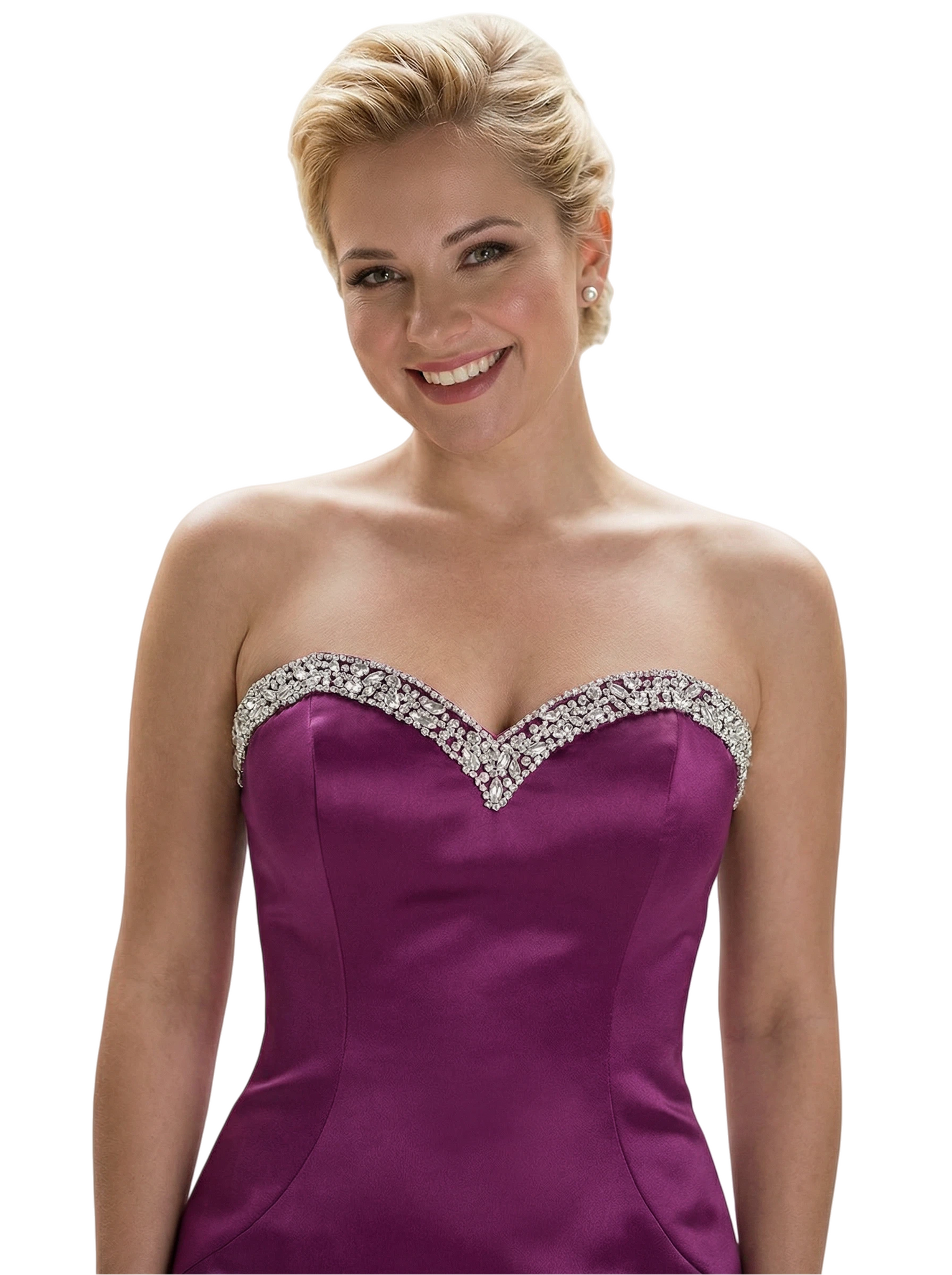 Stylish Strapless Sweetheart Satin Mother of The Bride Dress Floor-Length Mermaid Gown Beading Glamorous Wedding Formal Wear