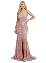 Sexy Sequin Sweetheart Mermaid Long Party Prom Dresses Side Slit