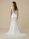V-neck Mermaid Satin And Applique Maxi Long Wedding Dresses Online