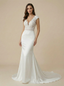 V-neck Mermaid Satin And Applique Maxi Long Wedding Dresses Online