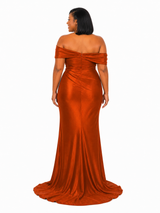 ChicSew Off Shoulder Mermaid Soft Satin Long Bridesmaid Dresses With Ruching