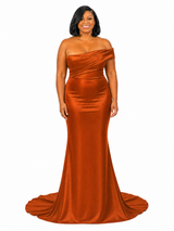 ChicSew Fancy One Shoulder Soft Satin Long Mermaid Bridesmaid Dresses