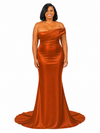 ChicSew Fancy One Shoulder Soft Satin Long Mermaid Bridesmaid Dresses