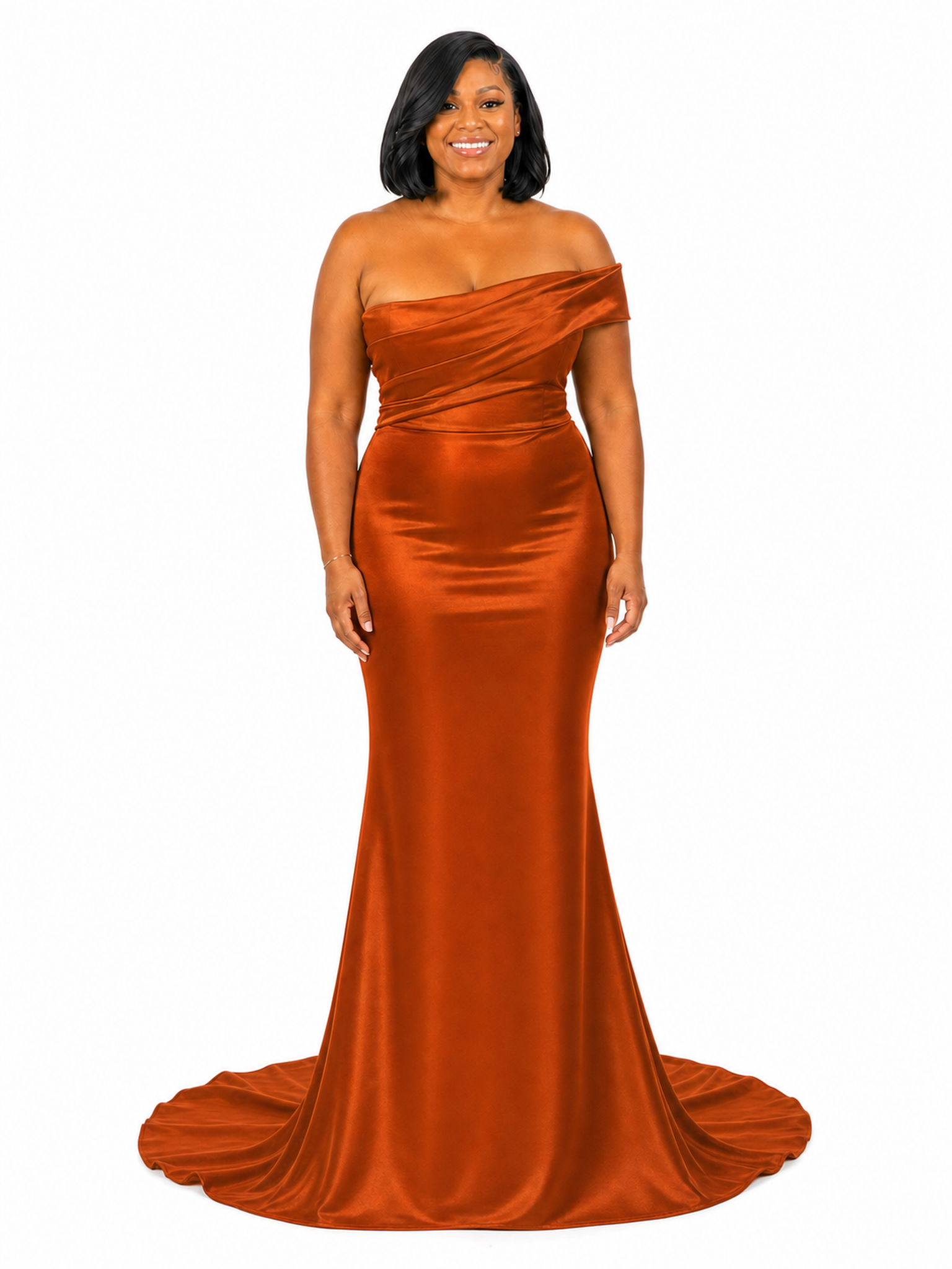 ChicSew Fancy One Shoulder Soft Satin Long Mermaid Bridesmaid Dresses