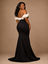 ChicSew Unique Fancy Off The Shoulder Mermaid Satin Floor-Length Wedding Dress With 3D Floral Applique