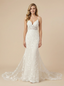 Spaghetti Straps Mermaid V-Neck Boning Maxi Long Lace Wedding Dresses Online