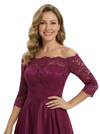 Classy Off The Shoulder Satin Lace Applique Mother Of The Groom Dress A-Line