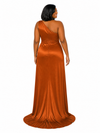 ChicSew Side Slit One Shoulder Soft Satin Maxi Mermaid Bridesmaid Dresses