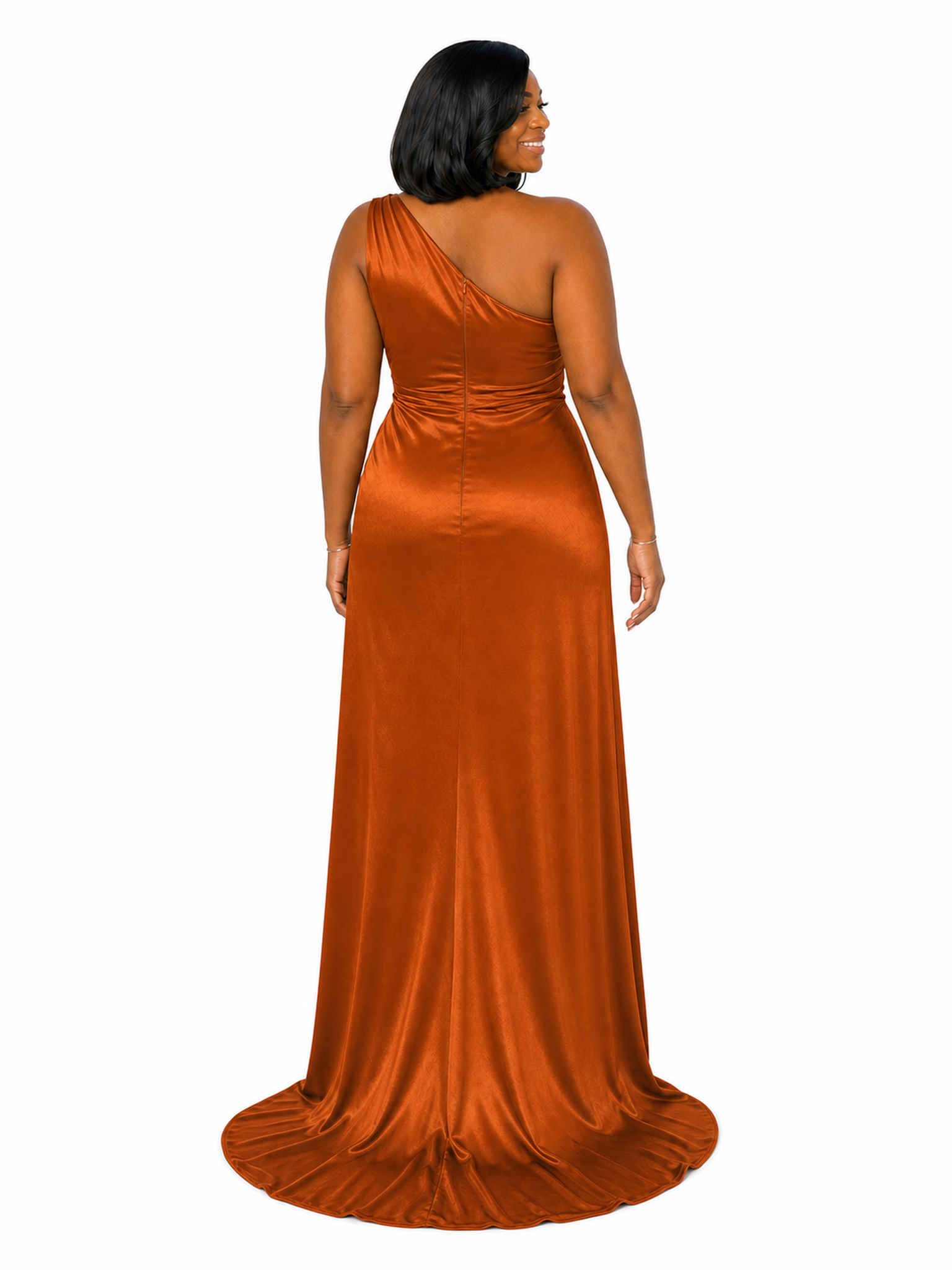 ChicSew Side Slit One Shoulder Soft Satin Maxi Mermaid Bridesmaid Dresses