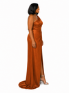ChicSew Side Slit One Shoulder Soft Satin Maxi Mermaid Bridesmaid Dresses
