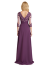 Elegant V-Neck Lace Chiffon Short Sleeves A-Line Floor Length Mother Of The Bride Gowns