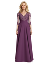 Elegant V-Neck Lace Chiffon Short Sleeves A-Line Floor Length Mother Of The Bride Gowns