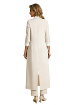 Elegant Jewel Crepe Applique Women's Pantsuits For Mother of The Bride and Jacket