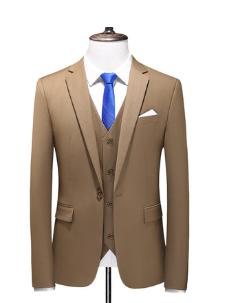 Brown Classic 3 Piece Men's Suit with Regular Fit and Sophisticated Peak Lapel CN474