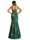 Sexy Sweetheart Mermaid Long Satin Floral Formal Dresses For Women