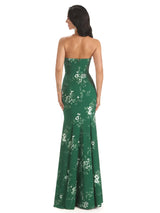 Sexy Sweetheart Side Slit Mermaid Long Satin Floral Formal Dresses For Women