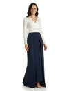 ChicSew Modern Satin V-Neck Long Sleeves Mother Of The Groom Overskirt Formal Evening Dress