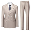 Beige Casual Men's Suit Slim Fit Double Breasted 2 Piece Business Tuxedos CN482