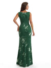 Elegant Spaghetti Straps Cowl Mermaid Long Satin Floral Formal Evening Dresses For Ladies