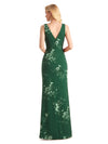 Beautiful Mermaid V-Neck Floral Satin Maxi Floral Formal Dresses For Women
