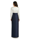 ChicSew Modern Satin V-Neck Long Sleeves Mother Of The Groom Overskirt Formal Evening Dress