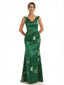 Trendy V-Neck Mermaid Floral Satin Maxi Floral Formal Evening Dresses For Women
