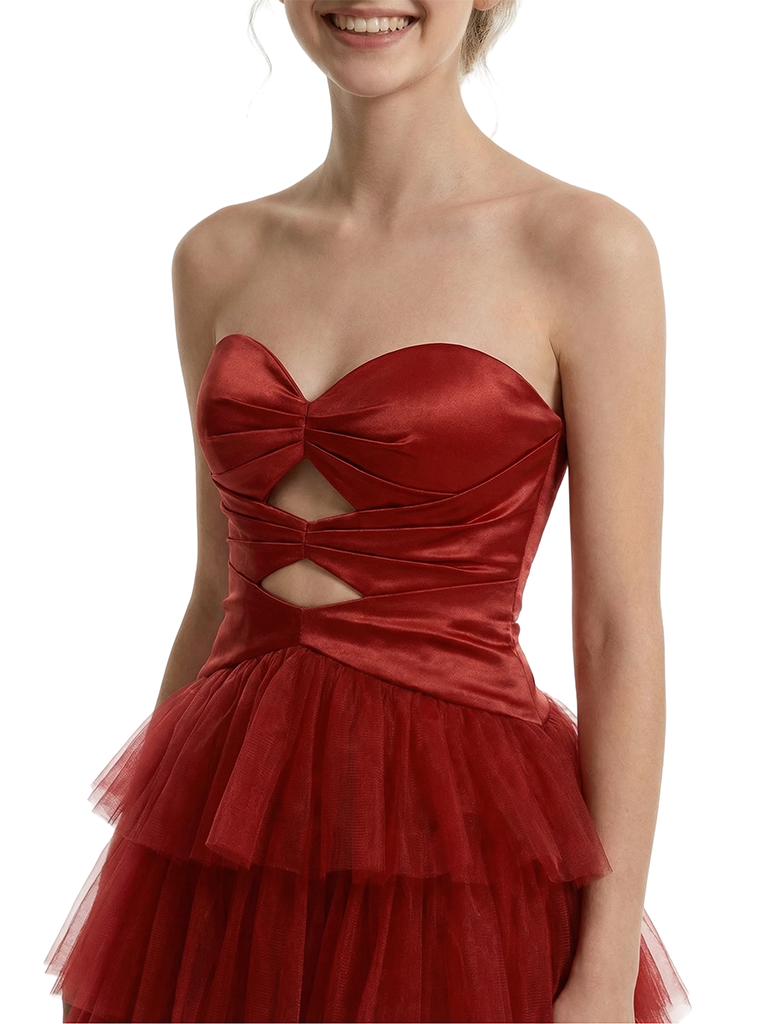 Beautiful Sweetheart Ruffles Side Slit A-Line Floor-Length Long Party Prom Dresses