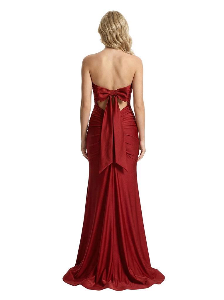 Sexy Sweetheart Ruched Prom Gown Side Slit Floor Length Mermaid Party Dress