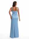 Elegant V-Neck Mermaid Soft Satin Front Slit Long Bridesmaid Dresses Online